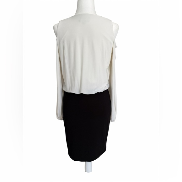 DJ-Jaz Black White Embellished Beaded Cold Shoulder Long Sleeve Evening Dress 4 - Picture 3 of 8